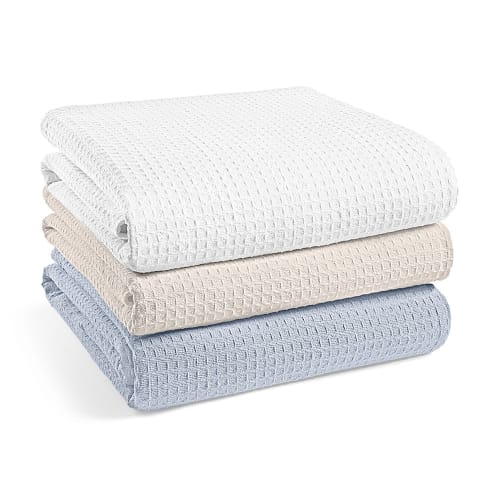 Santa Clarita Thermal Blanket, 100% Cotton, Twin 66x90, 3.7lbs, Blue